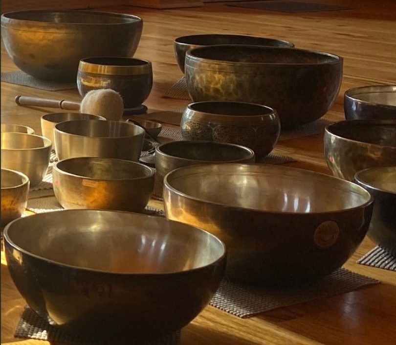 Himalayan singing bowls close up